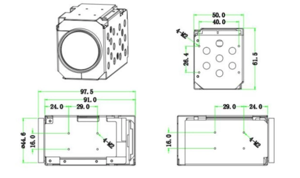 2MP Auto IR Cut B/W 1/2.8&quot; CMOS Sensor 26X IP Zoom Block Camera Module