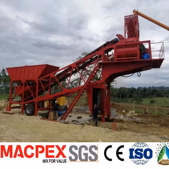 China Mobile Concrete Batching Mixing Plant 25/35/40/60m3 From Manufacturer